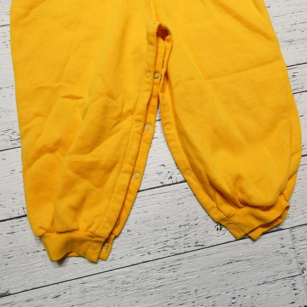 Vintage Winnie The Pooh Pajamas Toddler 4T Yellow Red Hooded Fleece One Piece